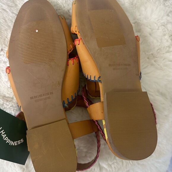 NEW Farm Rio caramel palm tree Whipstitch vegan flat buckle sandals 6 - Picture 9 of 11